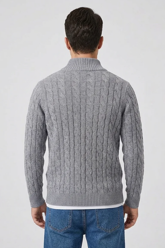 Callahan Zip Sweater in Grey - back view