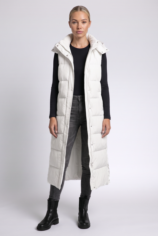 Sabine Puffer Vest in White - front view