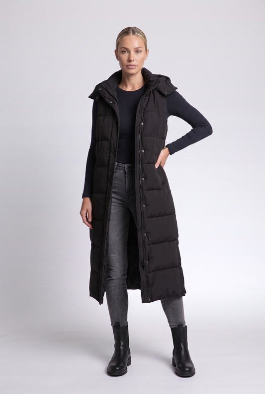 Sabine Puffer Vest in Black - front view