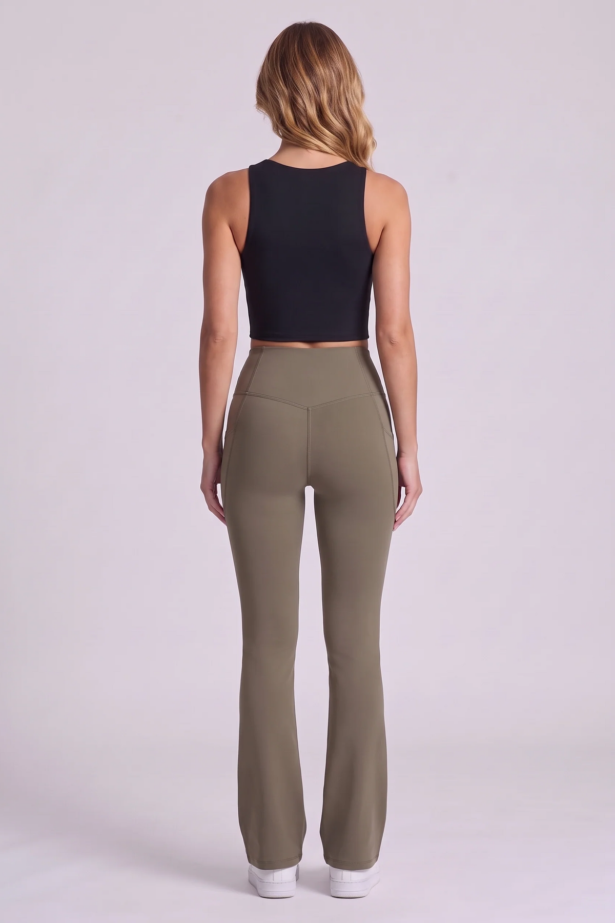 Harlow Bootcut Leggings in Dawn Brown - back view