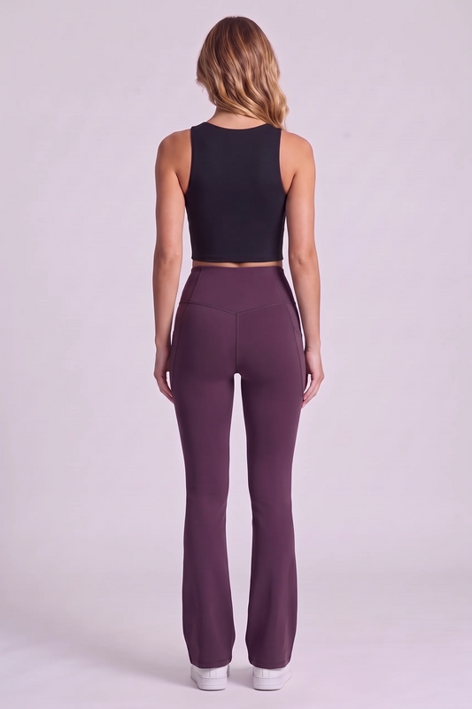 Harlow Bootcut Leggings in Night's Purple - back view