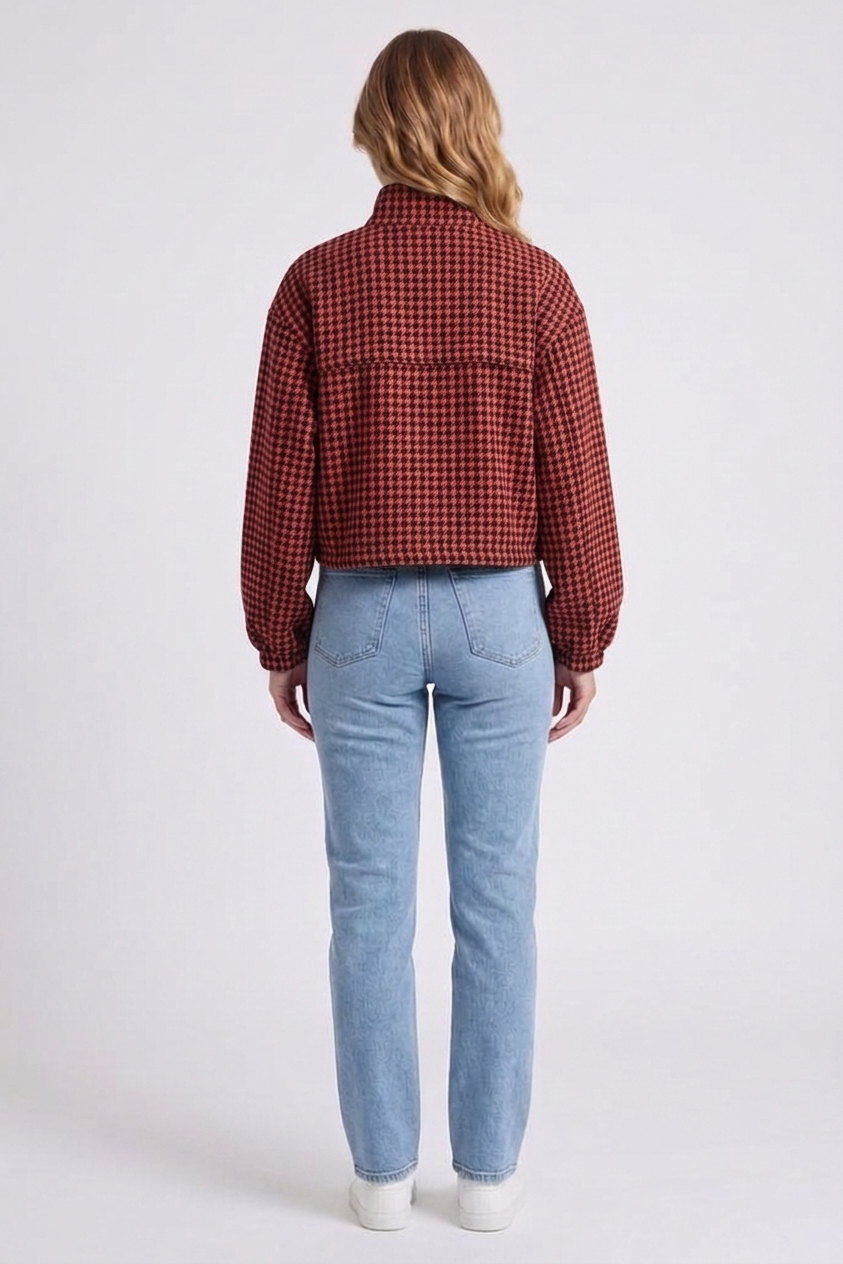 Sienna Houndstooth Jacket - Red Houndstooth back