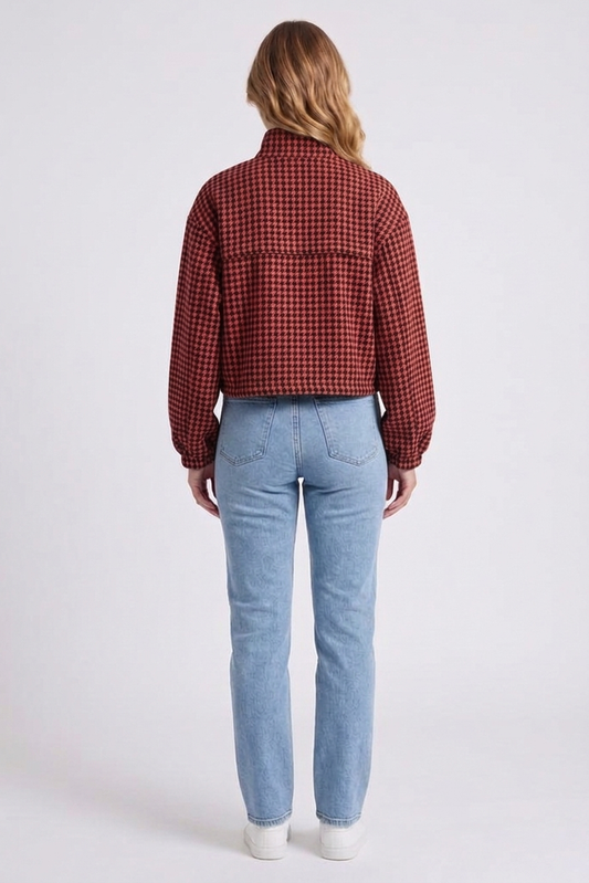 Sienna Houndstooth Jacket - Red Houndstooth back