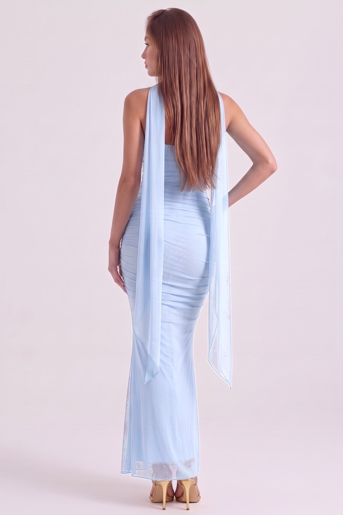 Juliette Corset Maxi Set - Baby Blue - back