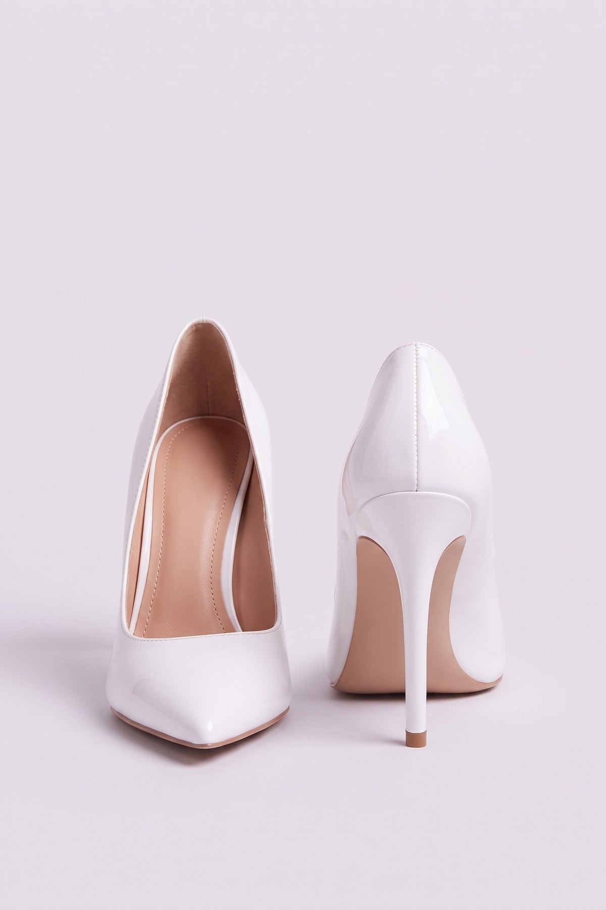 Margot Patent Pumps in White, front and back