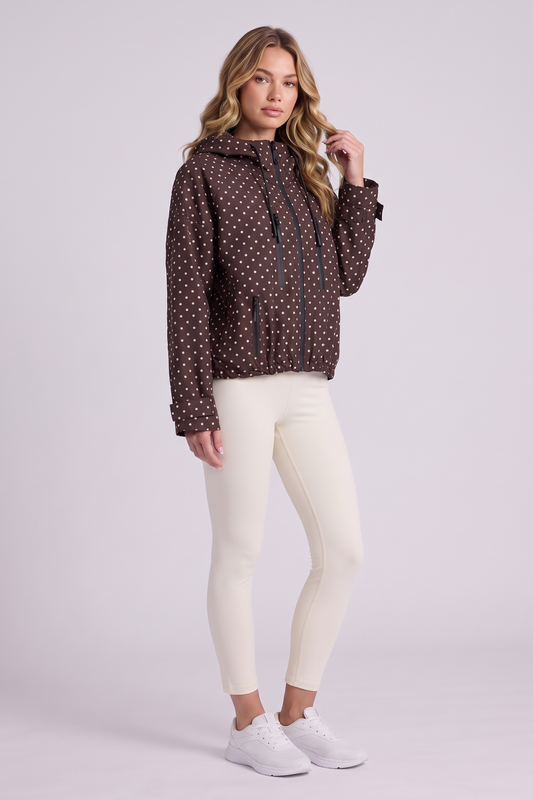 Marlow Storm Jacket in Brown Dot - 3/4 view