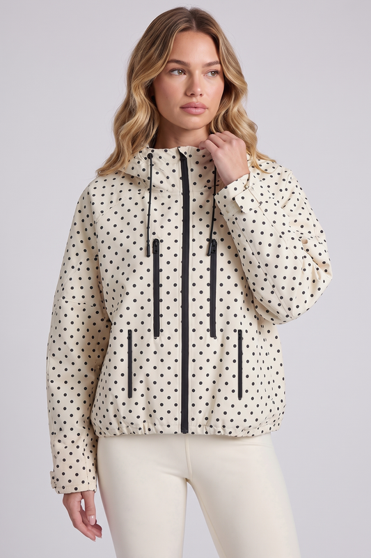 Marlow Storm Jacket in Pin Dot - chest pockets close-up