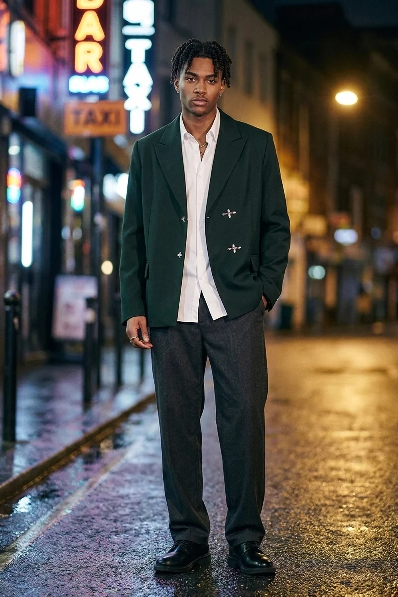 Rourke Clasp Blazer in Forest Green - front view