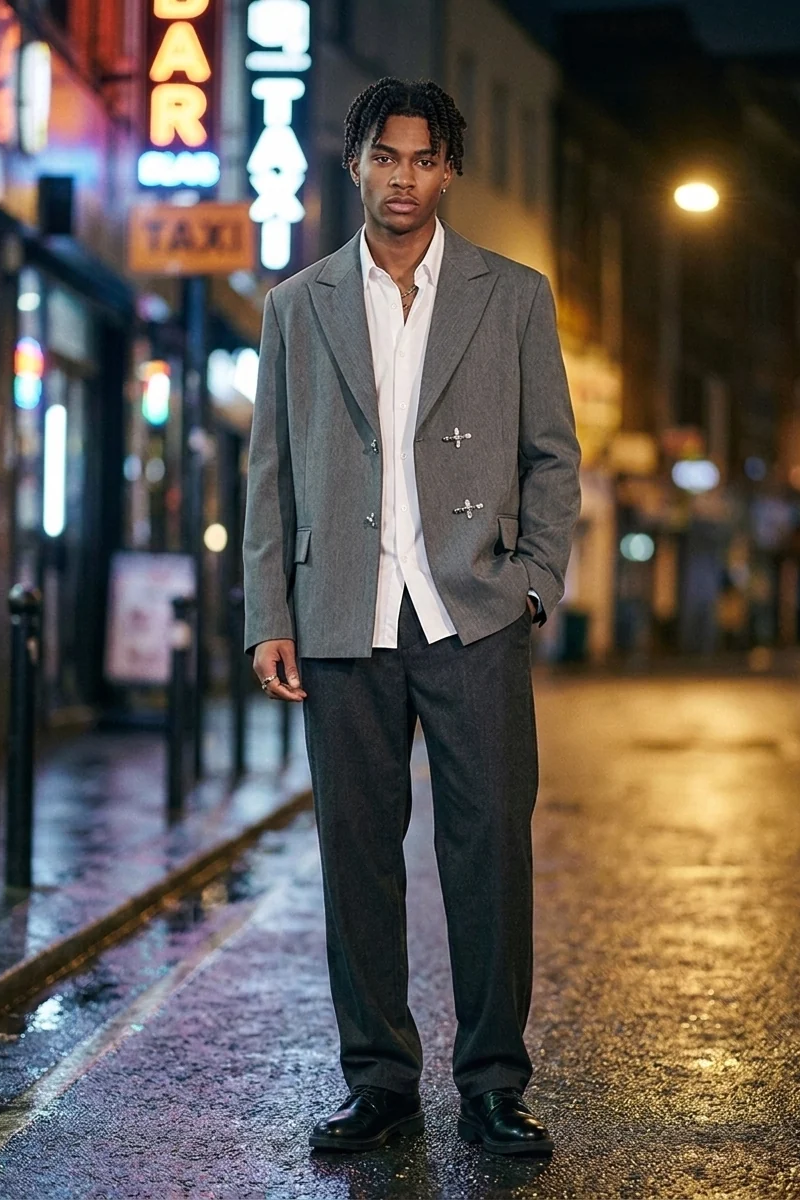 Rourke Clasp Blazer in Grey - front view