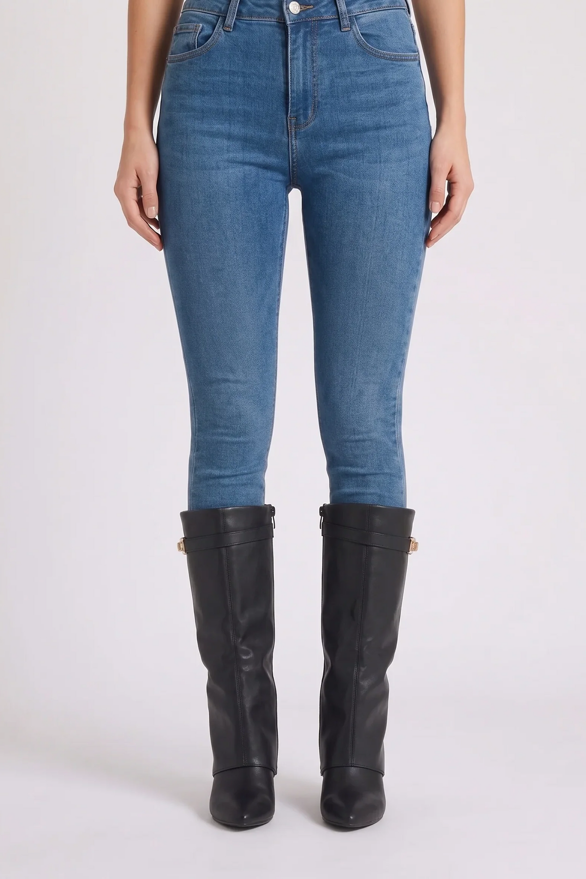Talia Leather Black Boots - front view