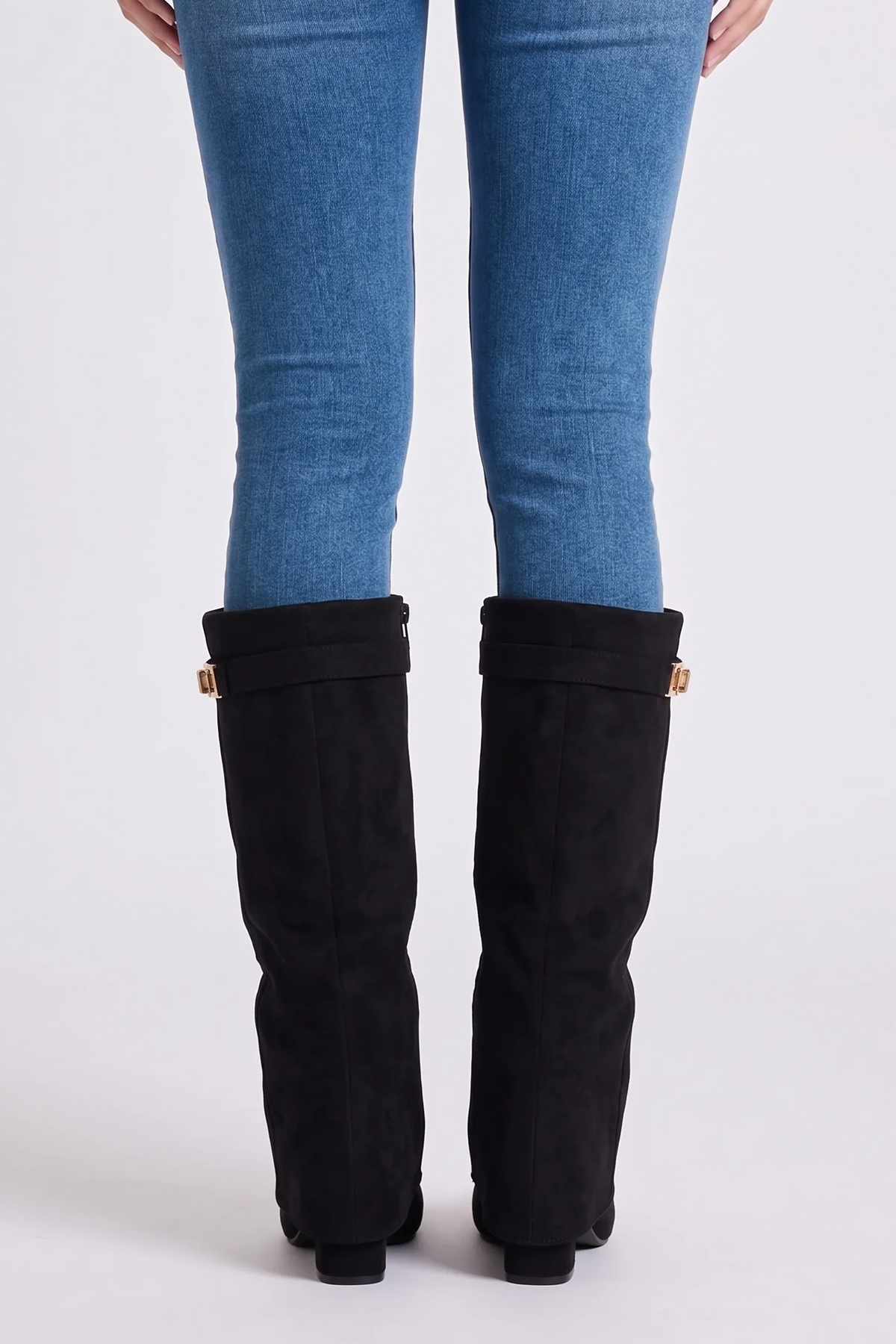 Talia Suede Black Boots - back view