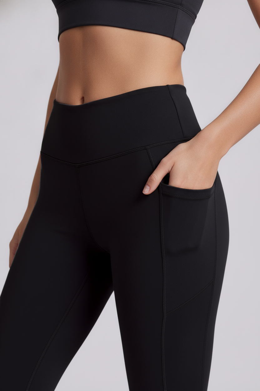 Nova Sculpt Leggings in Black - side pocket detail