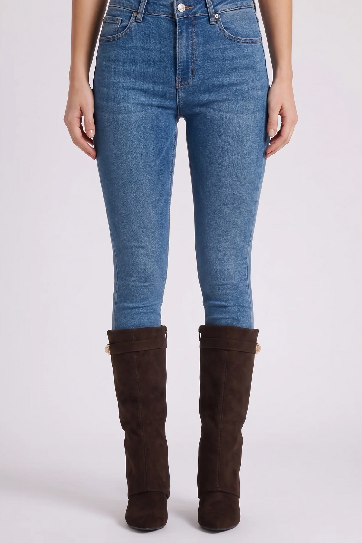 Talia Suede Brown Boots - front view