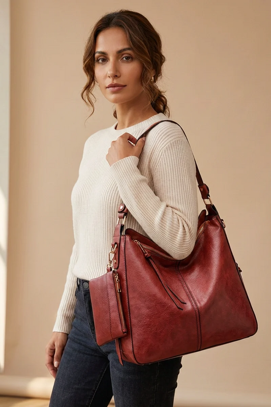 Aria Hobo Bag in Red - front view