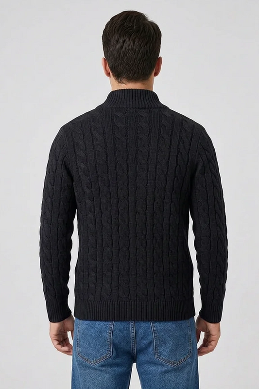 Callahan Zip Sweater in Black - back view