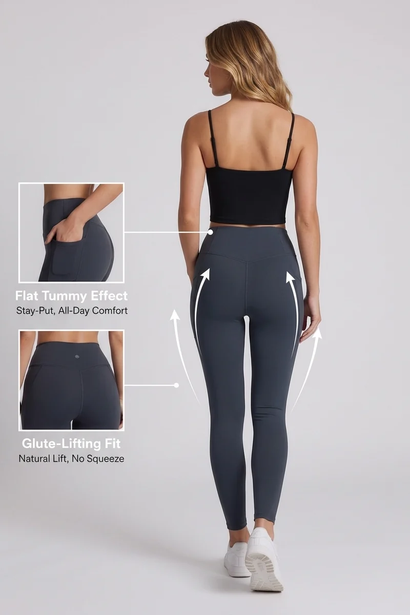 Nova Sculpt Leggings in Carbon - fit detail