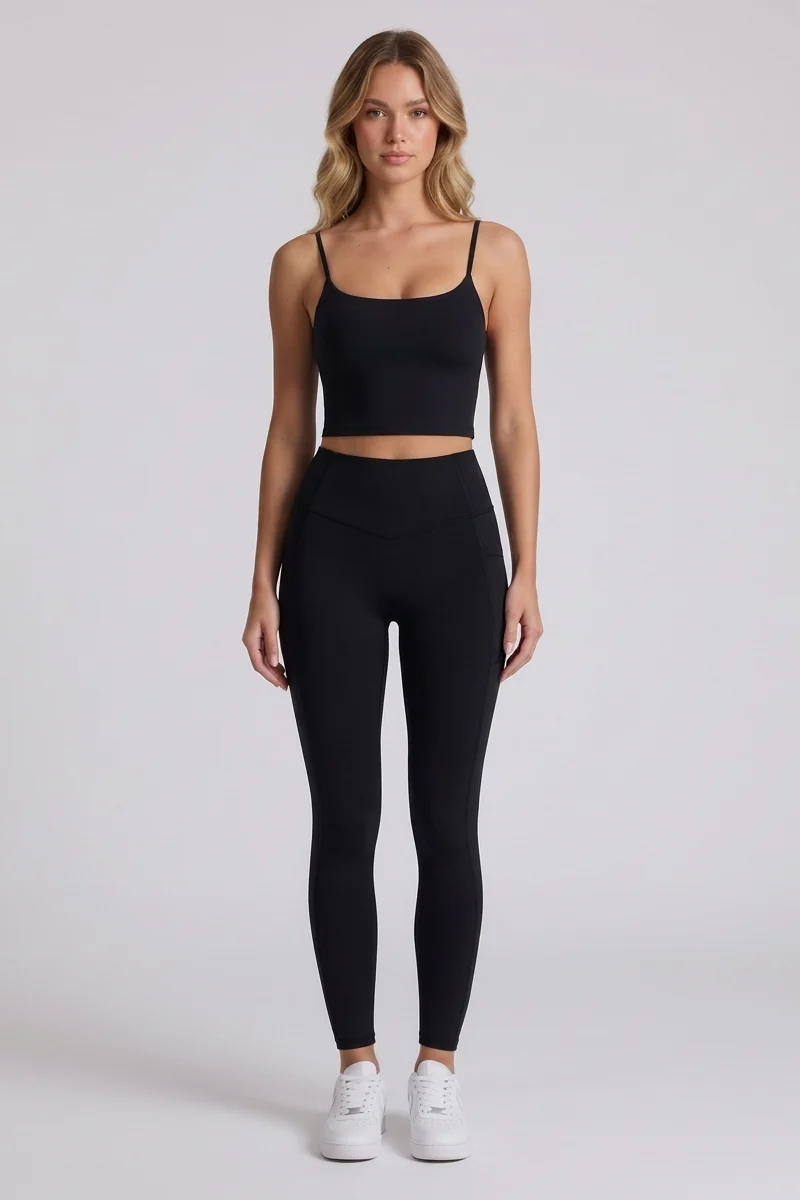 Nova Sculpt Leggings in Black - front view