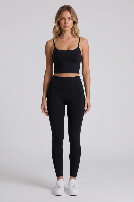 Nova Sculpt Leggings in Black - front view