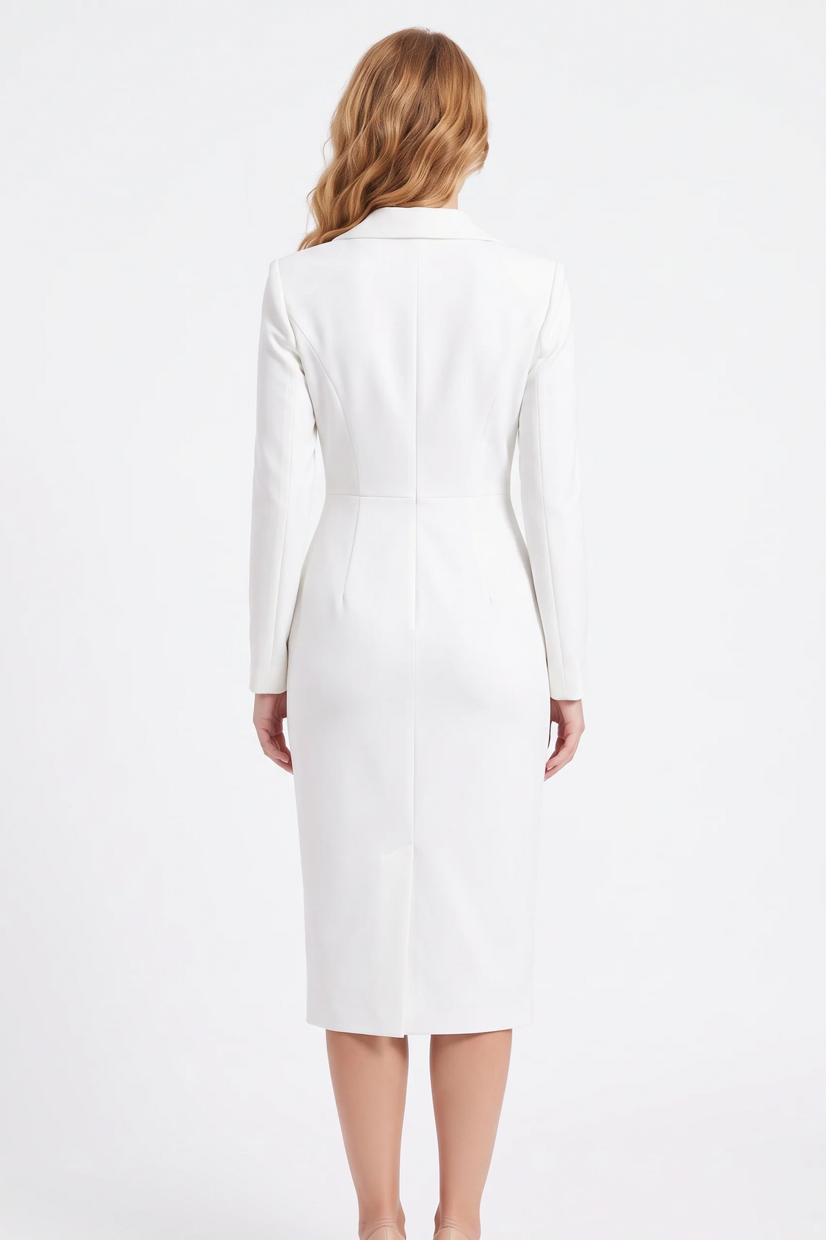 Thea Blazer Dress in White - back view