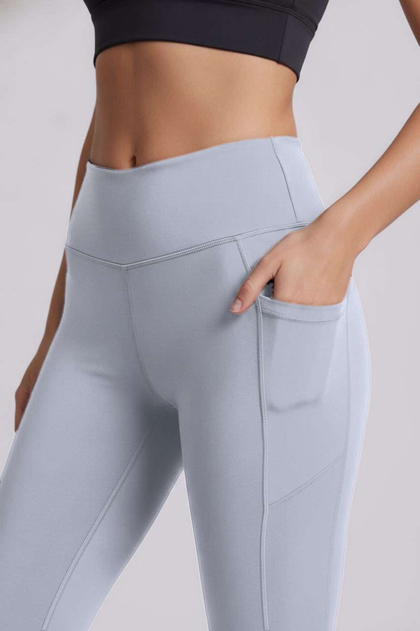 Nova Sculpt Leggings in Silent Blue - side pocket detail