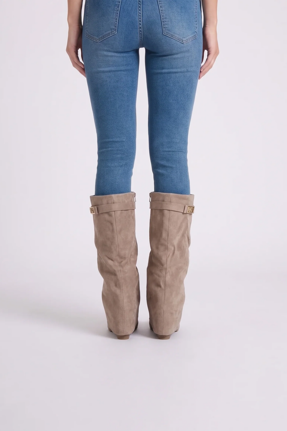 Talia Suede Beige Boots - back view