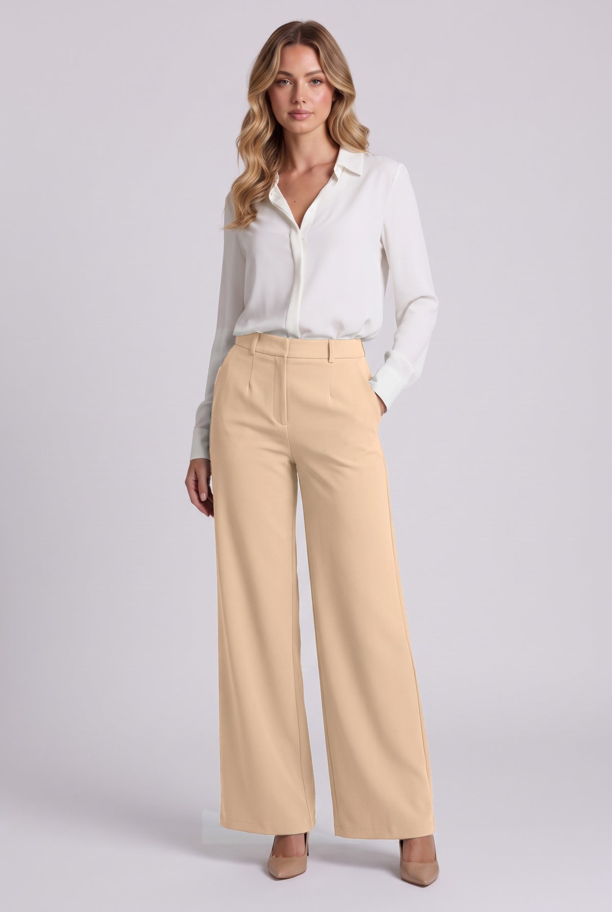 Elise Trousers in Beige, front view