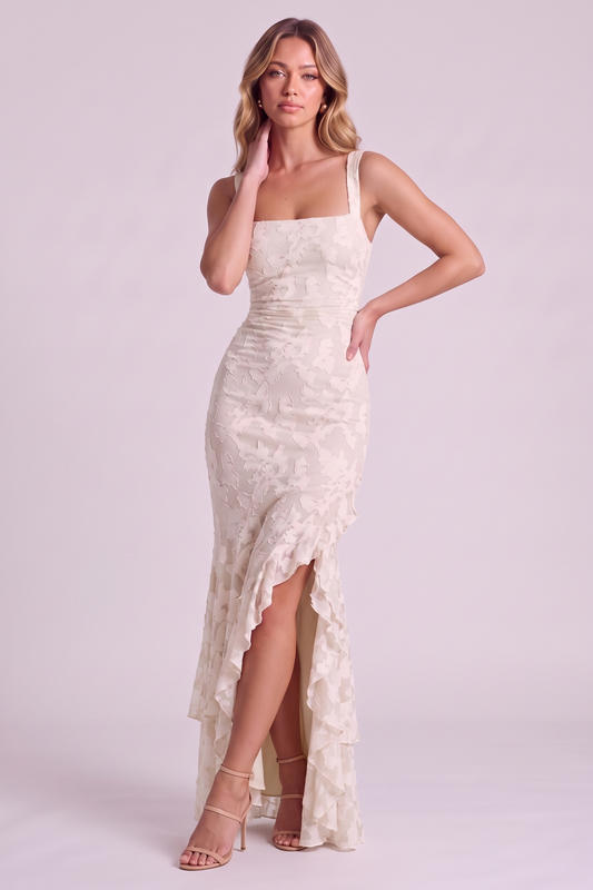 Elowen Floral Ruffle Mermaid Dress - White