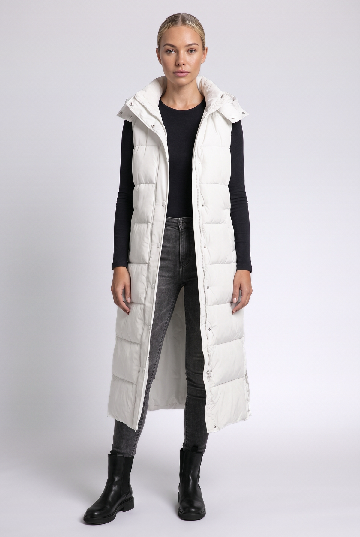 Sabine Puffer Vest in White - front view