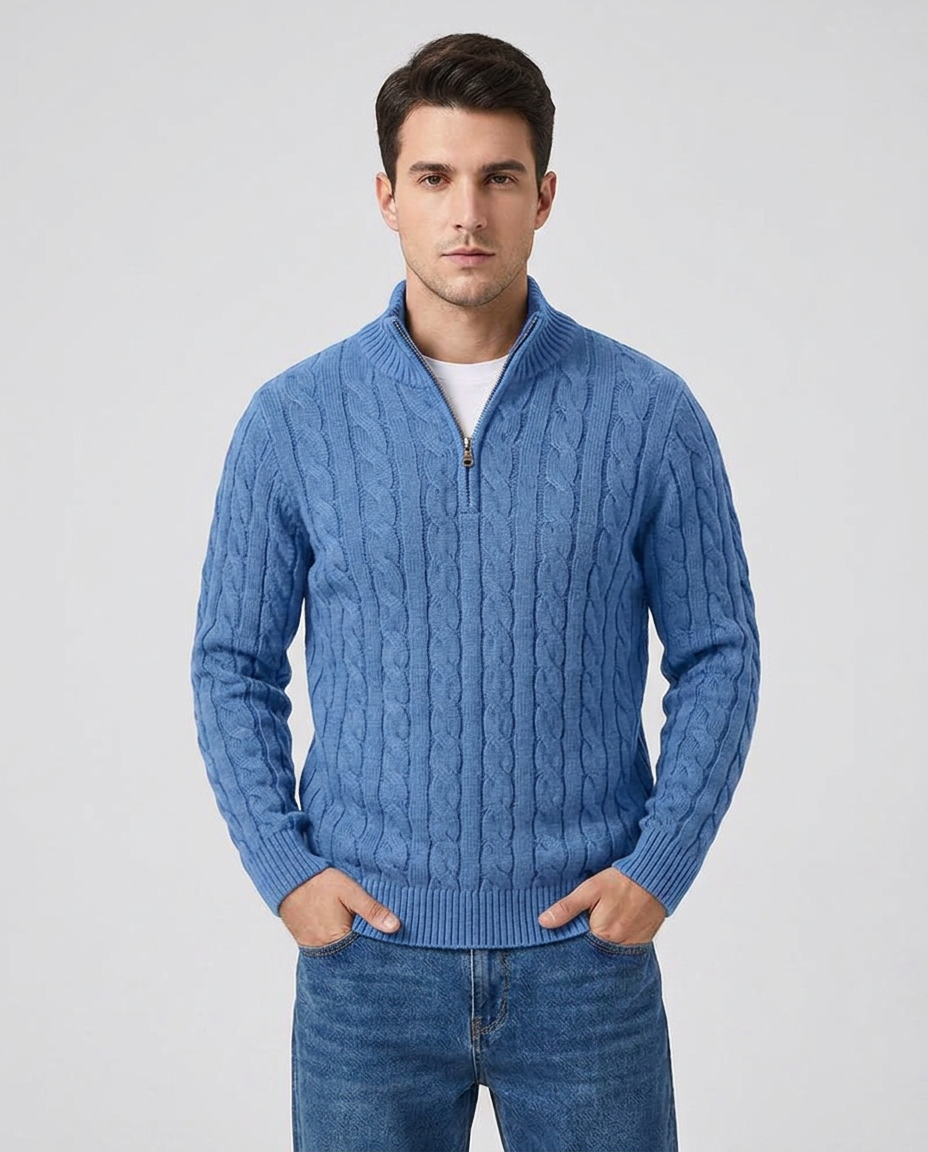 TAEBAEK Cable Sweater - Light Blue - front