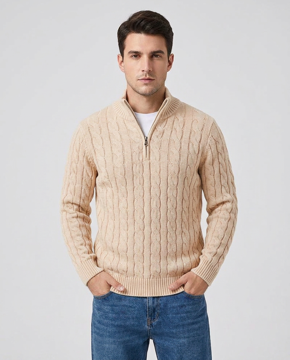 TAEBAEK Cable Sweater - Beige - front