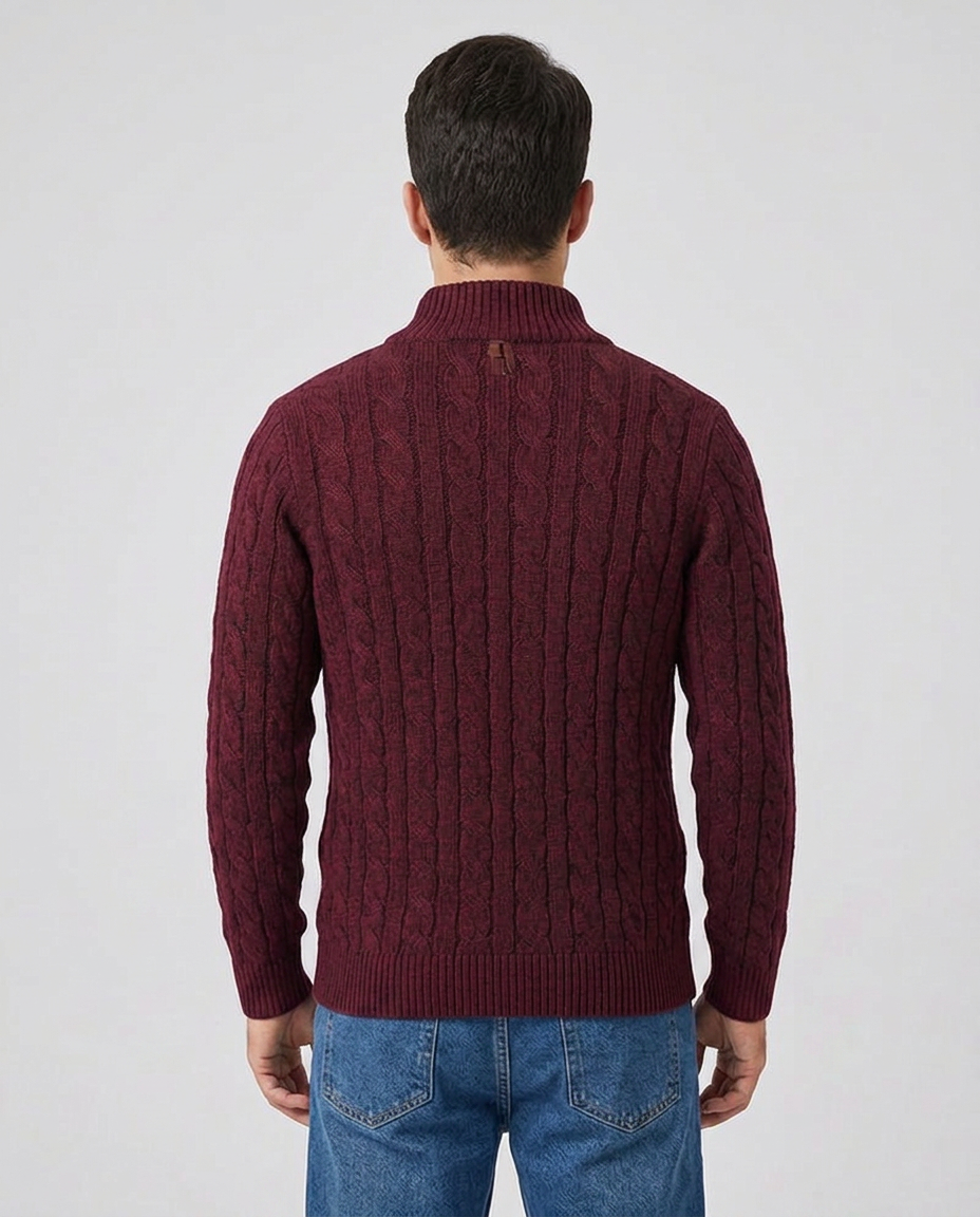 TAEBAEK Cable Sweater - Burgundy - back