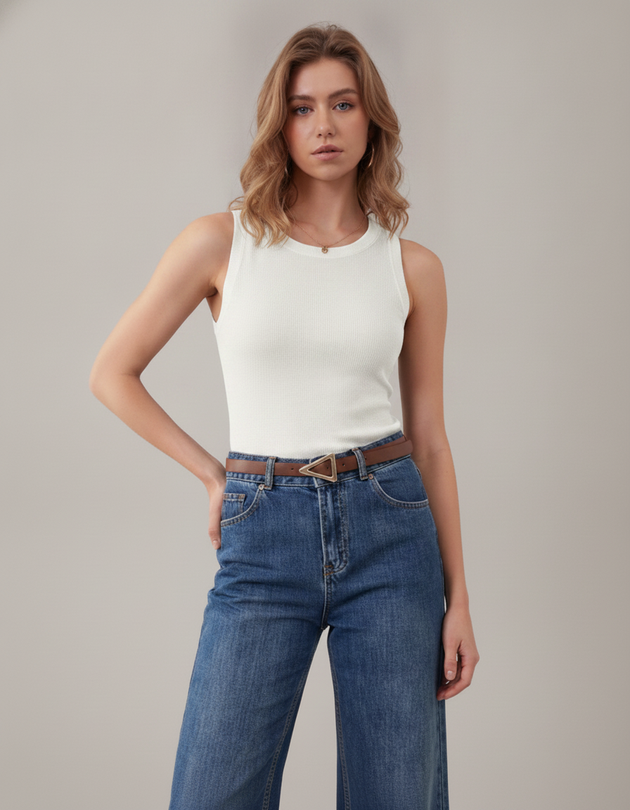 Arach&Cloz wool blend sleeveless top - White - front