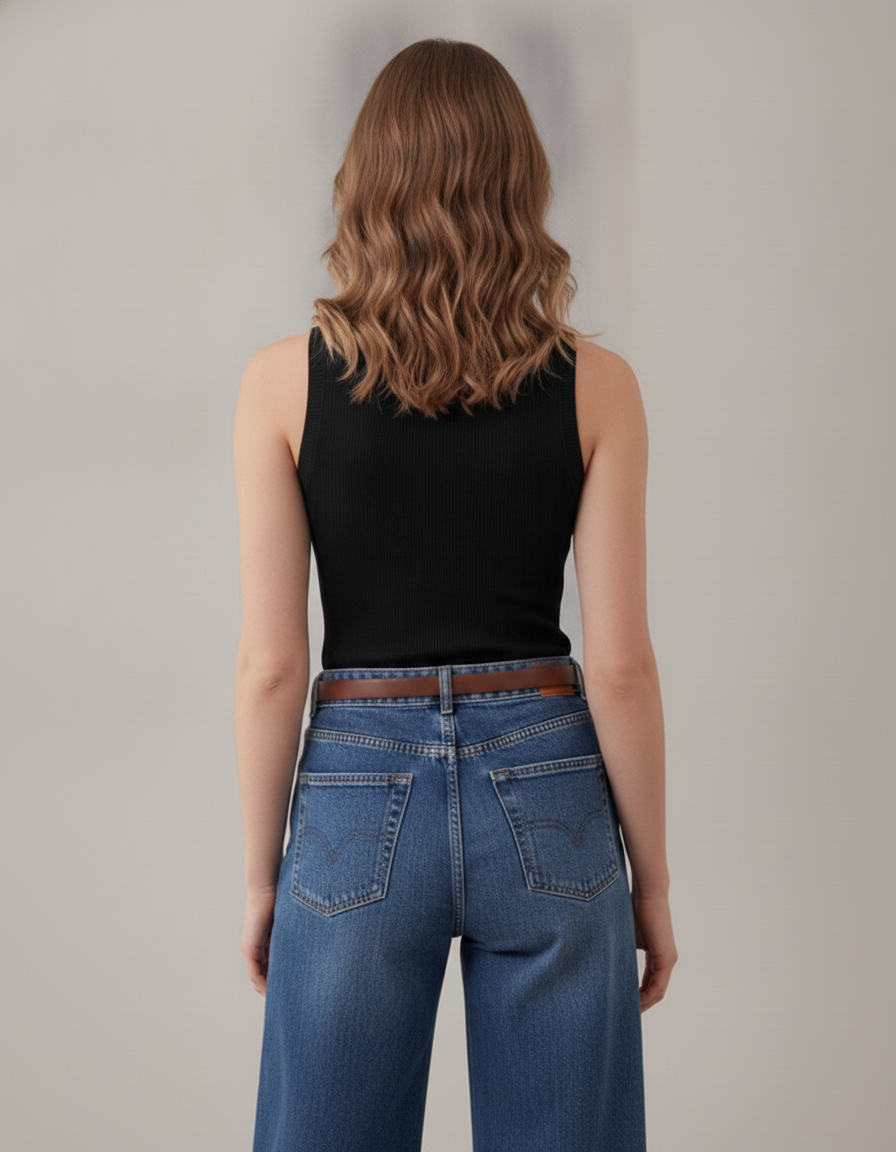 Arach&Cloz wool blend sleeveless top - Black - back