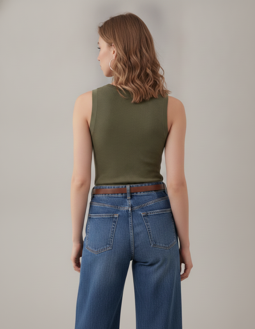 Arach&Cloz wool blend sleeveless top - Green - back