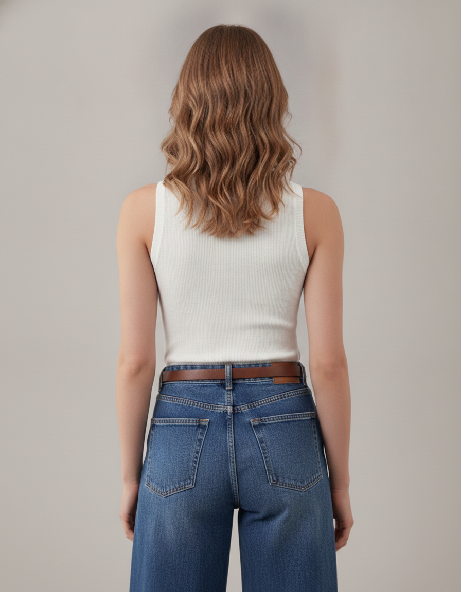 Arach&Cloz wool blend sleeveless top - White - back