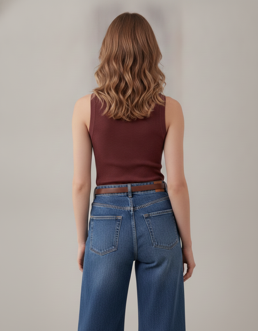 Arach&Cloz wool blend sleeveless top - Burgundy - back