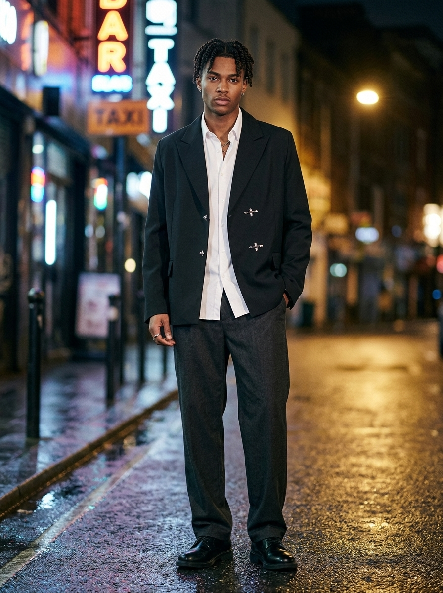 Rourke Oversized Twin-Clasp Blazer - Black front
