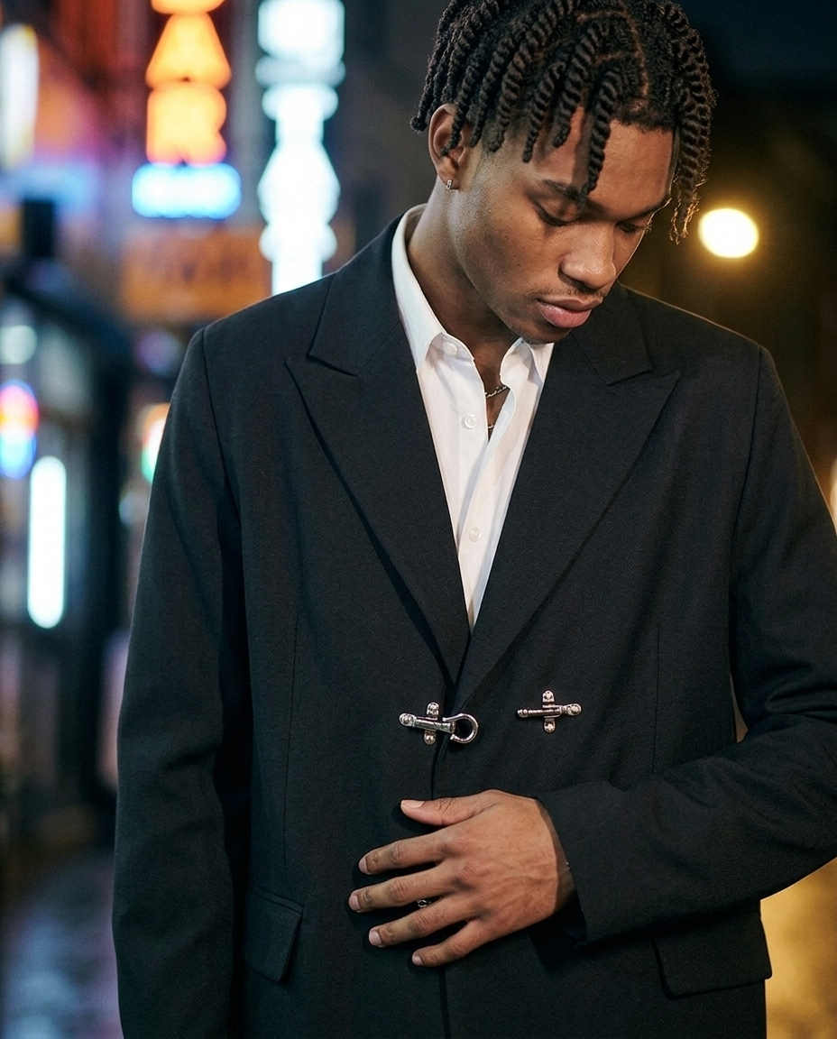 Rourke Oversized Twin-Clasp Blazer - detail