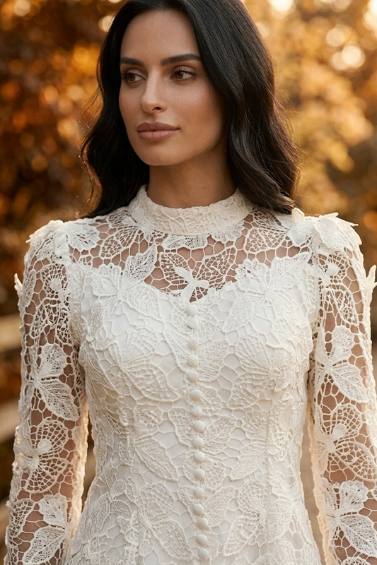Celestine Butterfly Lace Maxi Dress in White - lace detail