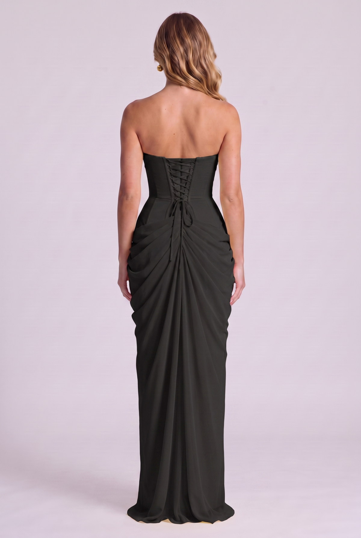 Ophelia Corset Maxi Dress - Black - back