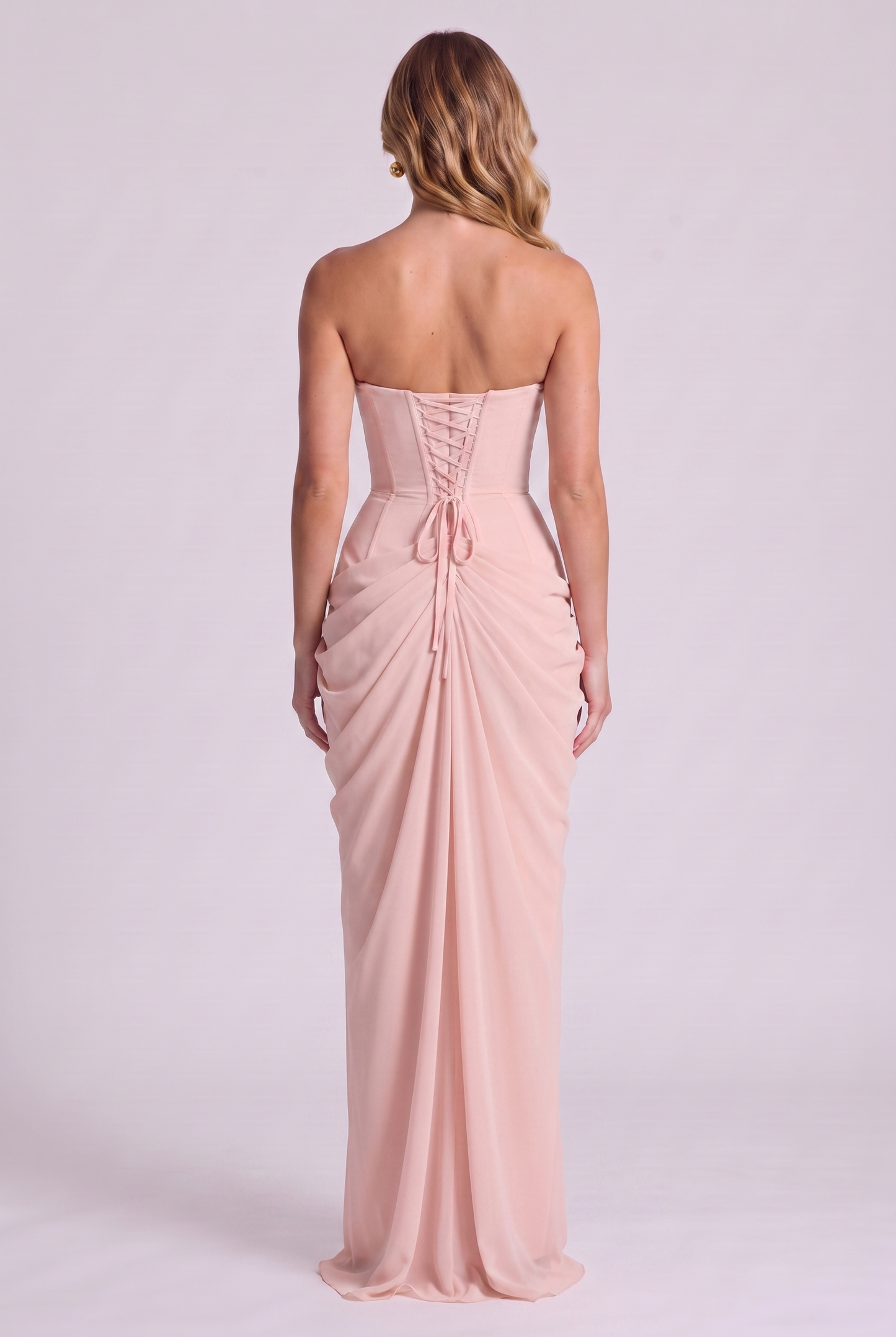 Ophelia Corset Maxi Dress - Blush - back