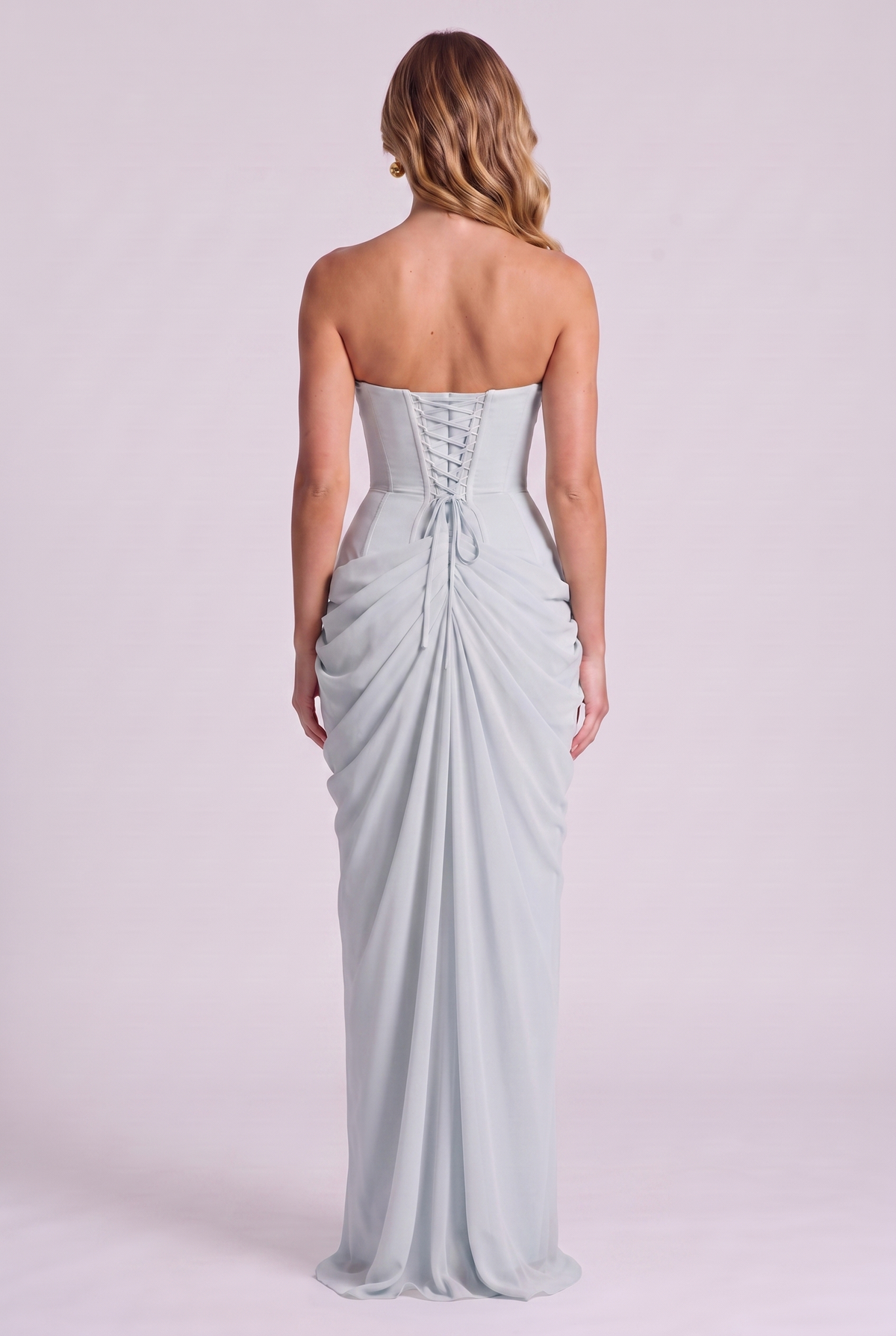 Ophelia Corset Maxi Dress - Glacier Blue - back