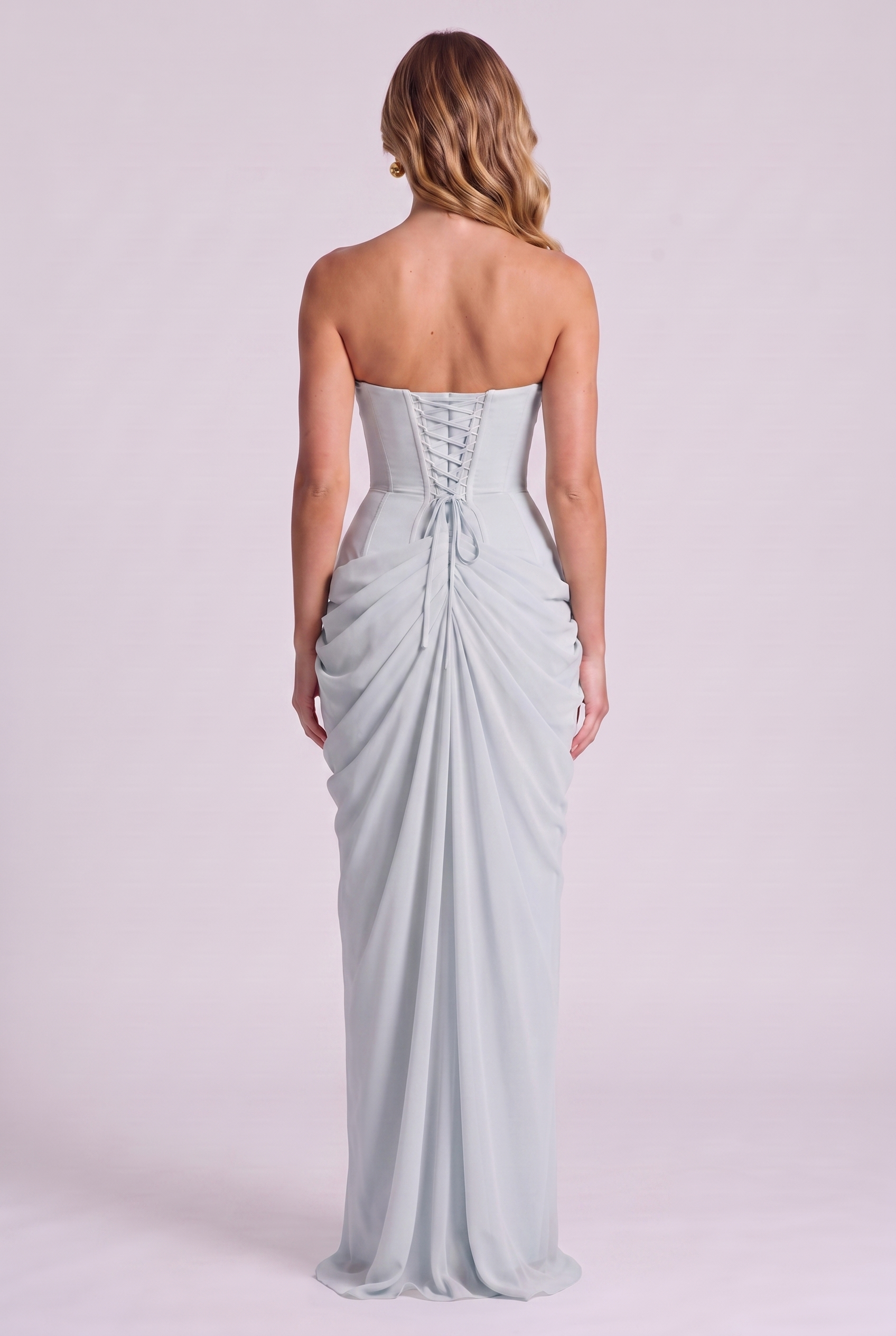 Ophelia Corset Maxi Dress - Glacier Blue - back