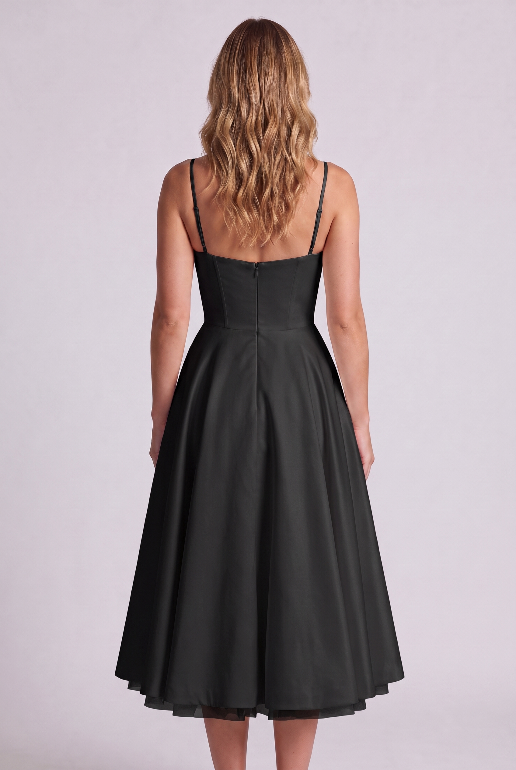Elodie Sweetheart Tulle Midi Dress - Black - back