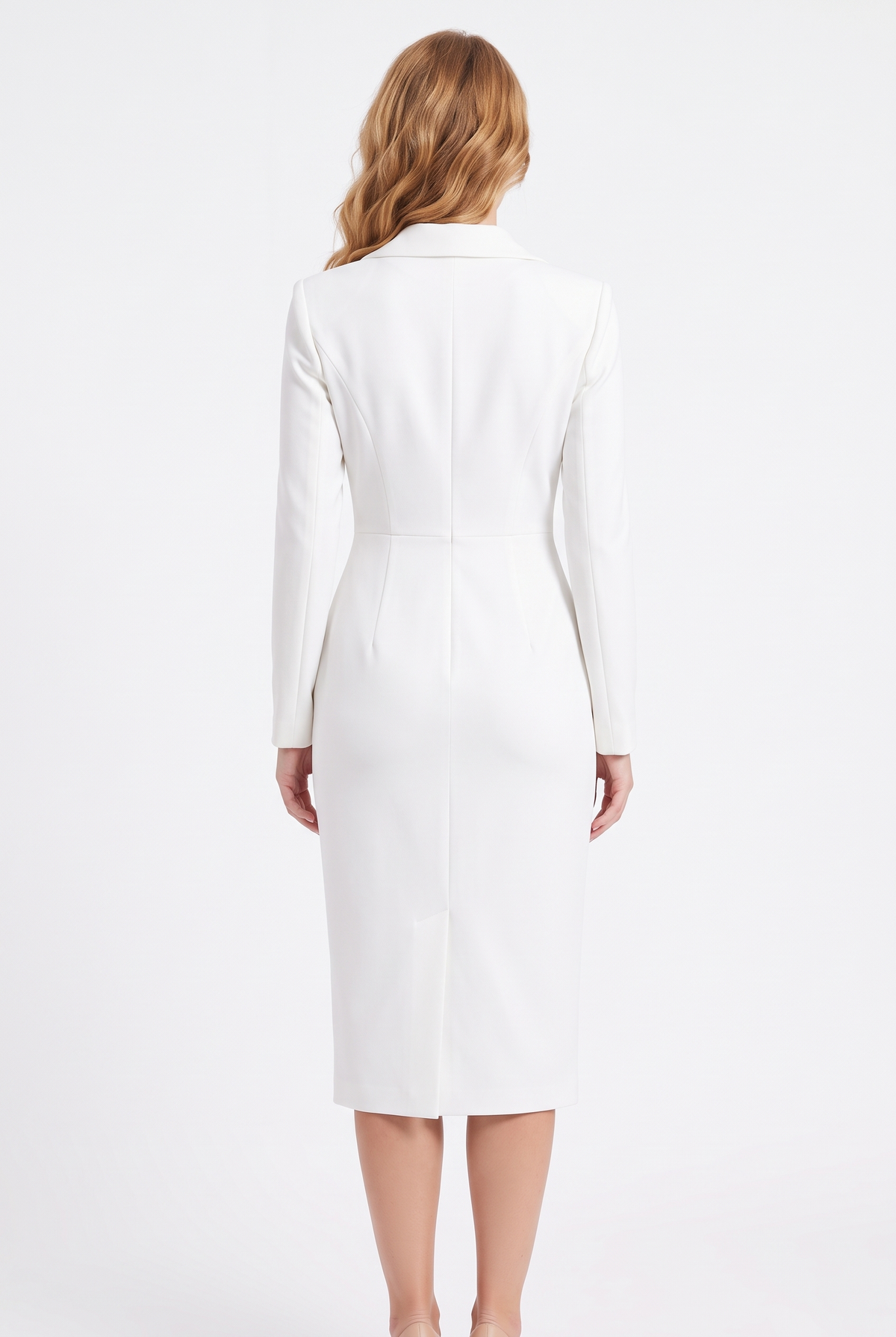 Aurelia Tailored Blazer Midi Dress - White - Back
