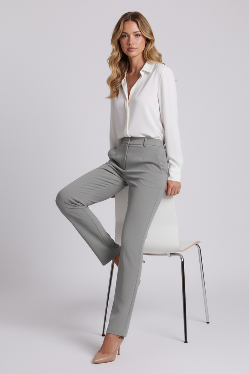 Elise Trousers, seated stretch demonstration