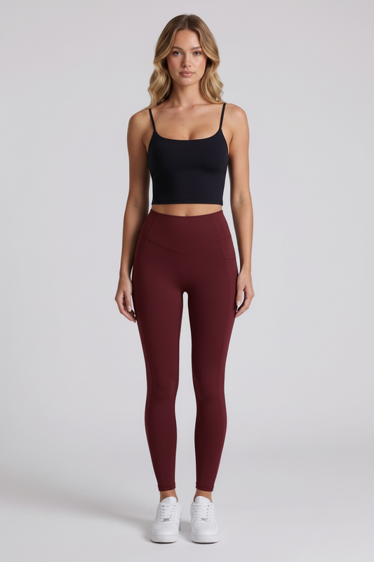 Nova Sculpt Leggings in Evening Red - front view