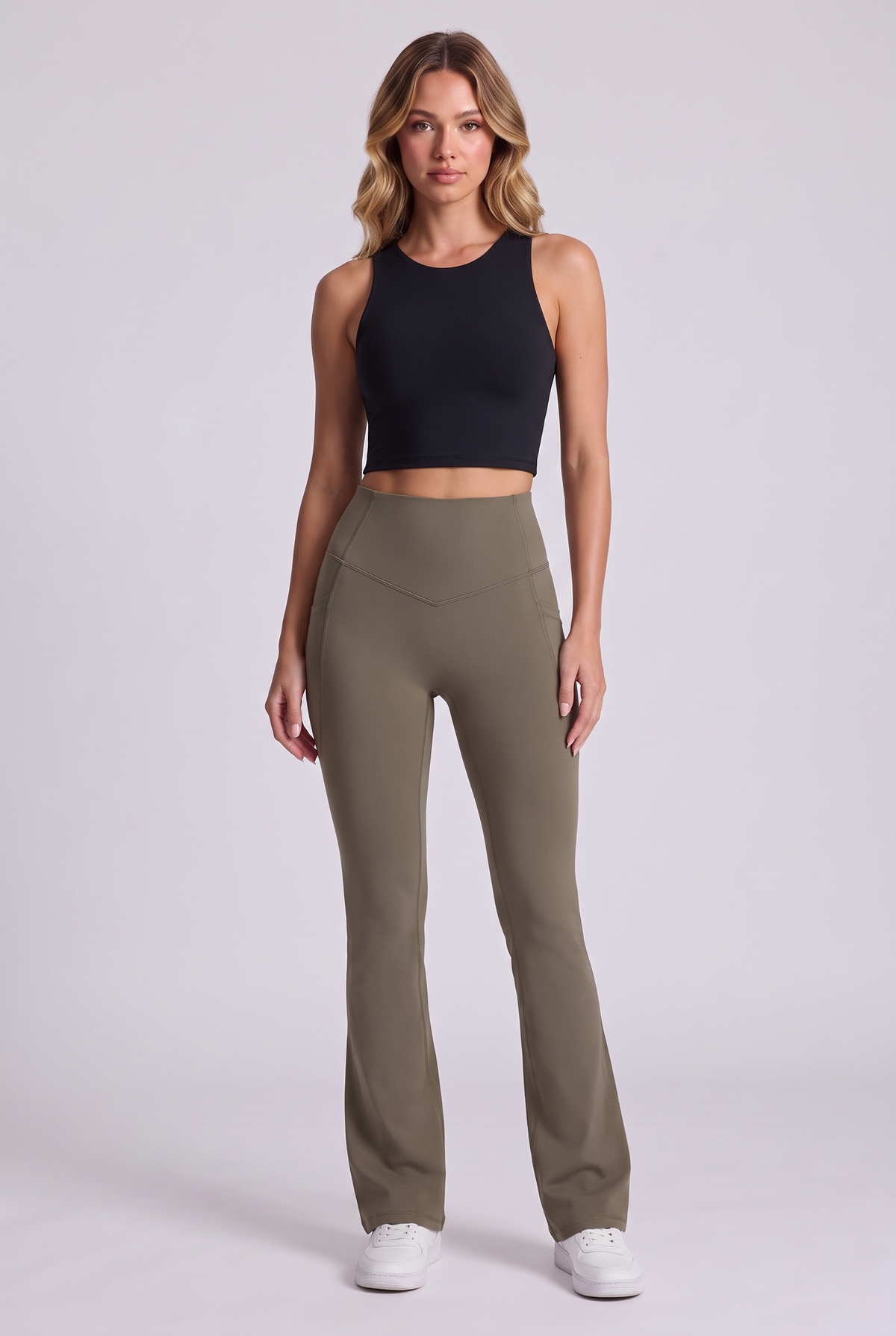 Harlow Bootcut Leggings - Dawn Brown, frente