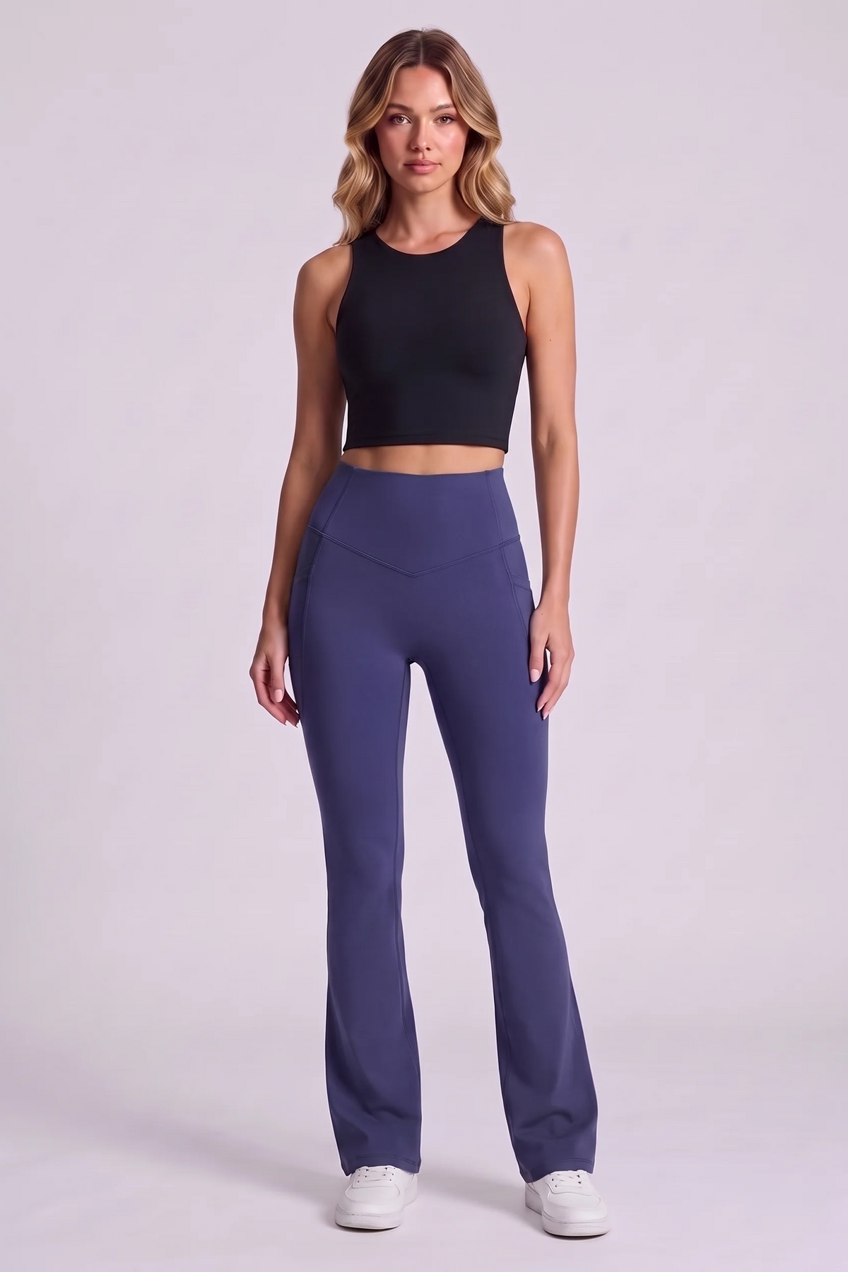 Harlow Bootcut Leggings in Mood Indigo - front view