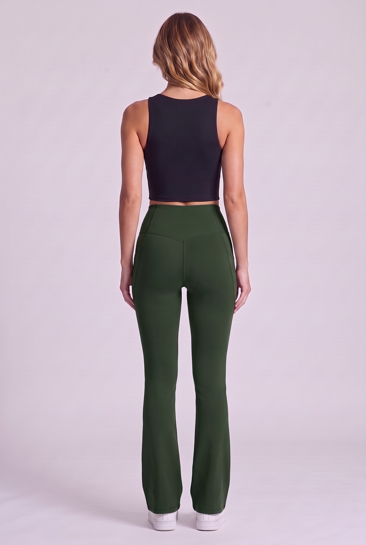 Harlow Bootcut Leggings - Deep Woodland Green, espalda